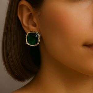 CROFT & BARROW, Gold-tone Green Square Stone Stud Earrings - Women's Jewelry